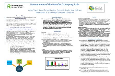 Development of the Benefits Of Helping Scale  by  Adam Vogel, Susan Torres-Harding, Cheronda Steele, & Kyle Kittleson