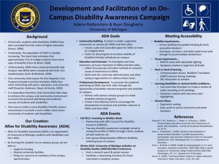 Development and Facilitation of an On-Campus Disability Awareness Campaign by  Adena Rottenstein & Ryan Dougherty, University of Michigan