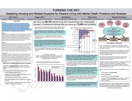 TURNING THE KEY: Assessing Housing and Related Supports for Persons Living with Mental Health Problems and Illnesses by  John Trainor, Peggy Taillon, Nick Kerman, Reena Sirohi & Natasha Poushinsky