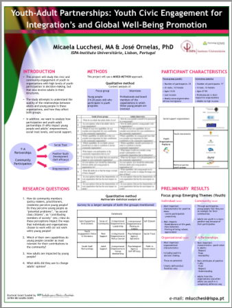 Youth-Adult Partnerships: Youth Civic Engagement for Integration’s and Global Well-Being Promotion by Micaela Lucchesi, MA & José Ornelas, PhD ISPA-Instituto Universitário, Lisbon, Portugal