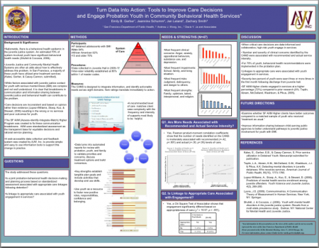 Turn Data Into Action: Tools to Improve Care Decisions and Engage Probation Youth in Community Behavioral Health Services* by Emily B. Gerber, Jeannine Schumm, Jen Leland, & Zachary Smith